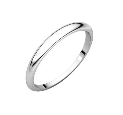 Ladies 2.5 mm Half Round Tapered Wedding Band