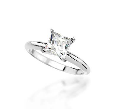 Diamond Princess Cut Engagement Ring 1/3 Carat Total Weight