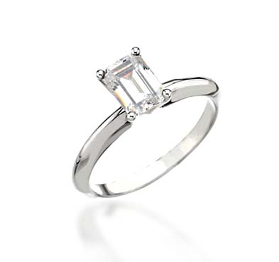 Emerald Cut Diamond Engagement Ring 3/8 Carat Total Weight