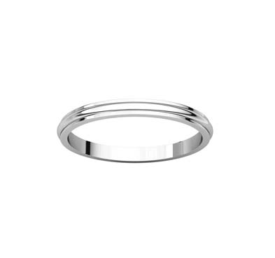 Ladies 2.0 mm Half Round Edge Wedding Band