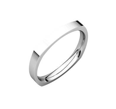 Ladies 2.5 mm Square Comfort Fit Wedding Band