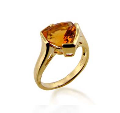 Sterling Silver Citrine Ring 3.4 Carat Total Weight