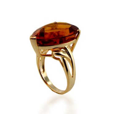 Sterling Silver Citrine Ring 15.3 Carat Total Weight
