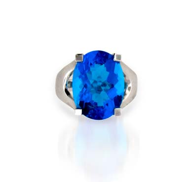 Sterling Silver Blue Topaz Ring 8.3 Carat Total Weight