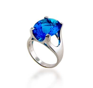 Sterling Silver Blue Topaz Ring 8.3 Carat Total Weight