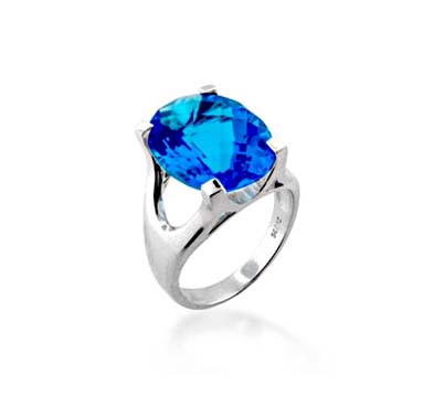 Sterling Silver Blue Topaz Ring 8.3 Carat Total Weight