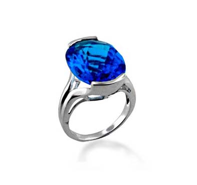 Sterling Silver Blue Topaz Ring 11.4 Carat Total Weight
