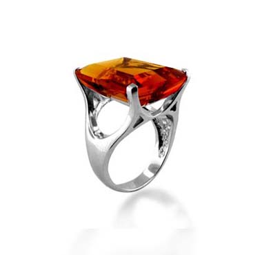 Sterling Silver Citrine Ring 19.9 Carat Total Weight