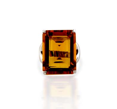 Sterling Silver Citrine Ring 19.9 Carat Total Weight