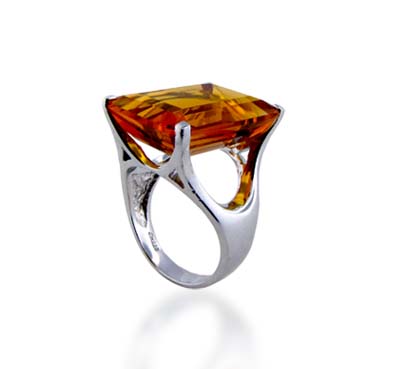 Sterling Silver Citrine Ring 19.9 Carat Total Weight