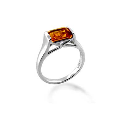 Sterling Silver Citrine Ring 1.3 Carat Total Weight
