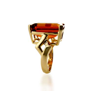 Sterling Silver Citrine Ring 14.8 Carat Total Weight
