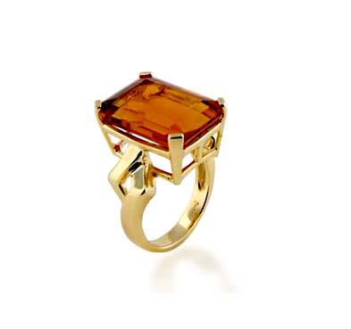Sterling Silver Citrine Ring 14.8 Carat Total Weight