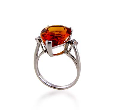 Sterling Silver Citrine Ring 7.5 Carat Total Weight