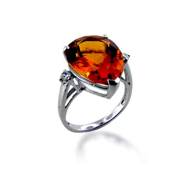Sterling Silver Citrine Ring 7.5 Carat Total Weight