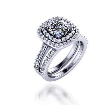Diamond Halo Style Diamond Ring 1.15 Carat Total Weight