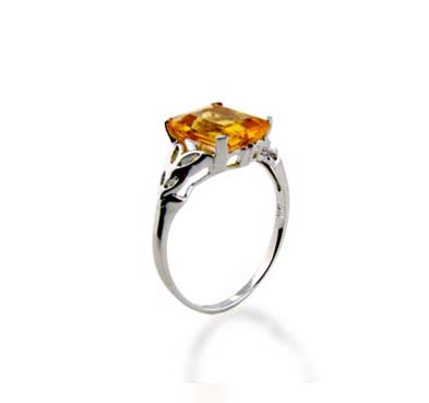 Sterling Silver Citrine Ring 2.0 Carat Total Weight