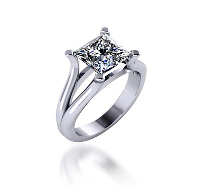 Princess Cut Diamond Engagement Ring 1.0 Carat Total Weight