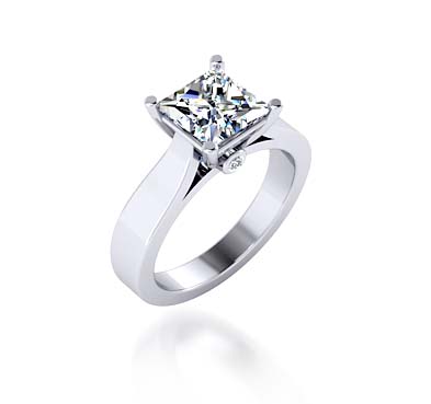 Princess Cut Diamond Solitaire Ring 1.04 Carat Total Weight