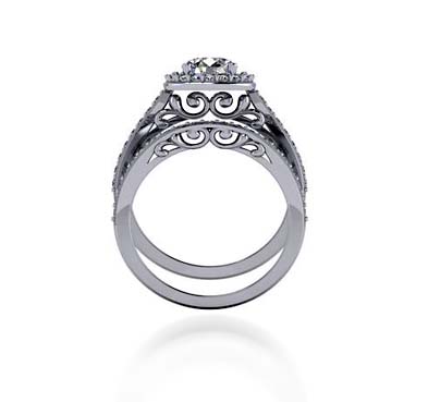Halo Style Engagement Set Ring 2.84 Carat Total Weight