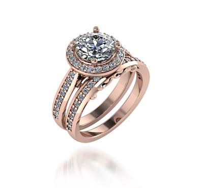 Halo Style Engagement Set Ring 2.84 Carat Total Weight