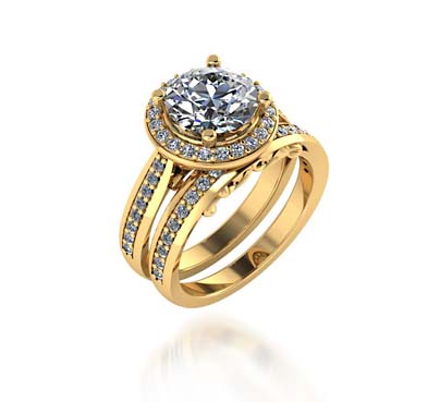 Halo Style Engagement Set Ring 2.84 Carat Total Weight