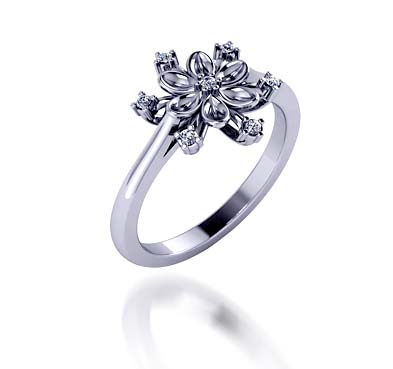 Diamond Snowflake Style Fashion Ring 1/10 Carat Total Weight