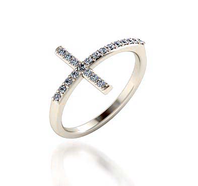 Christian Cross Style Ring 1/5 Carat Total Weight