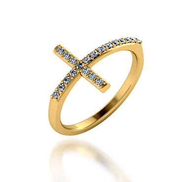 Christian Cross Style Ring 1/5 Carat Total Weight