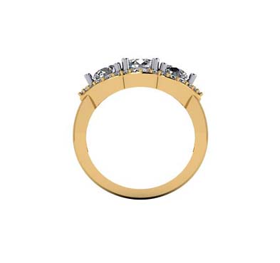 Three Stone Accented Diamond Anniversary Ring 1.04 Carat Total Weight