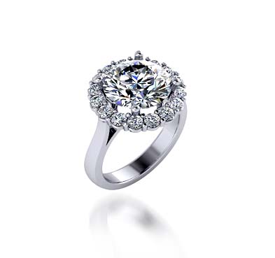 Ladies Halo Design Engagenment Ring 1.8 Carat Total Weight