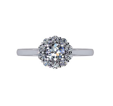 Round Halo Diamond Fashion Ring 1/2 Carat Total Weight