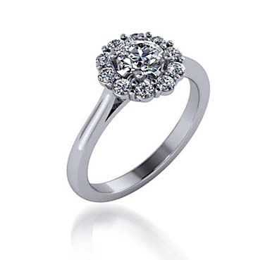 Round Halo Diamond Fashion Ring 1/2 Carat Total Weight