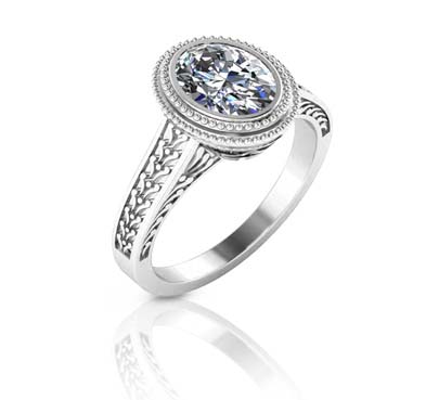 Miligrain and Filigree Halo Diamond Ring 1.25 Carat Total Weight