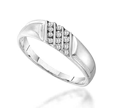 Mens Triple Row Diamond Band .12 Carat Total Weight