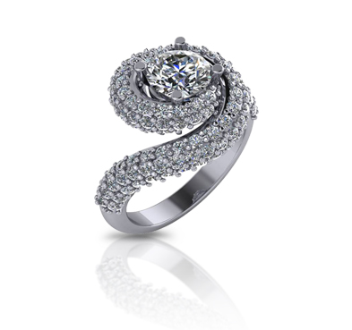 Diamond Swirl Halo Ring 2.83 Carat Total Weight