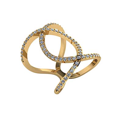 Double Loop Interlock Diamond Ring 0.66 Carat Total Weight