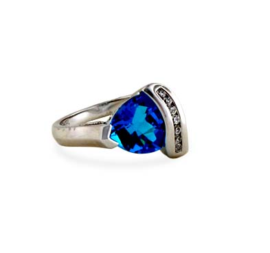 Sterling Silver Blue Topaz Ring 2.1 Carat Total Weight