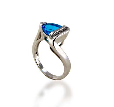 Sterling Silver Blue Topaz Ring 2.1 Carat Total Weight