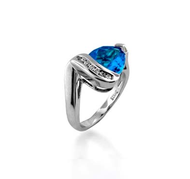 Sterling Silver Blue Topaz Ring 2.1 Carat Total Weight