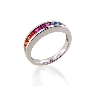 Multi-color Sapphire Ring .88 Carat Total Weight