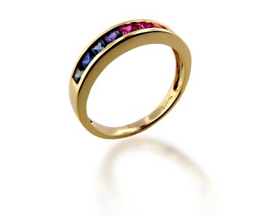 Sterling Silver Multi-colored Sapphire Ring .90 Carat Total Weight