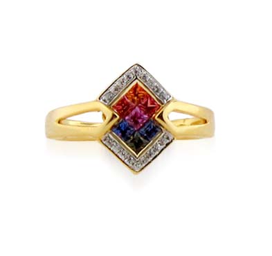 Sterling Silver Multi-color Sapphire Ring 3/8 Carat Total Weight