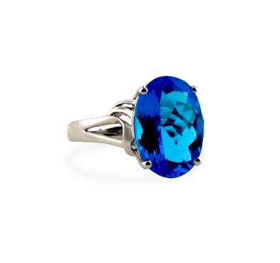 Sterling Silver Blue Topaz Ring 5.5 Carat Total Weight