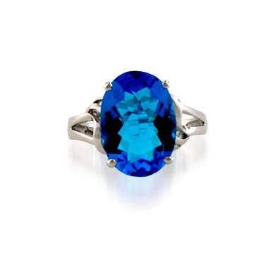 Sterling Silver Blue Topaz Ring 5.5 Carat Total Weight