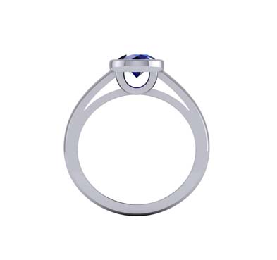 Blue Sapphire Bezel Set Ring 1.1 Carat Total Weight