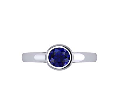 Blue Sapphire Bezel Set Ring 1.1 Carat Total Weight