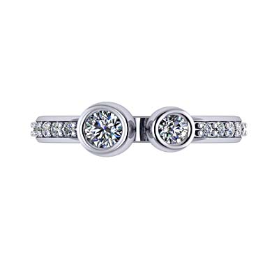 Bezel Set Open Two Stone Diamond Ring 5/8 Carat Total Weight