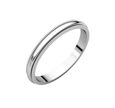 Ladies 2.5 mm Milgrain Wedding Band