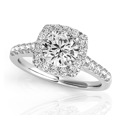 Round Diamond Cushion Fire Side Diamond Ring 0.94 Carat Total Weight